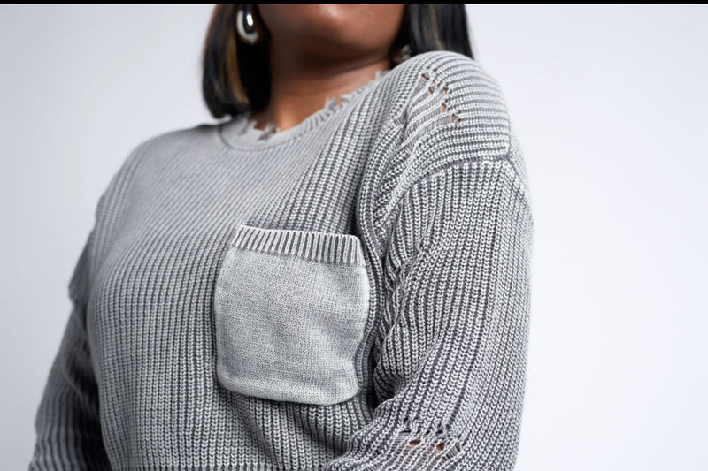 Raw Charm| Distressed Crop Sweater