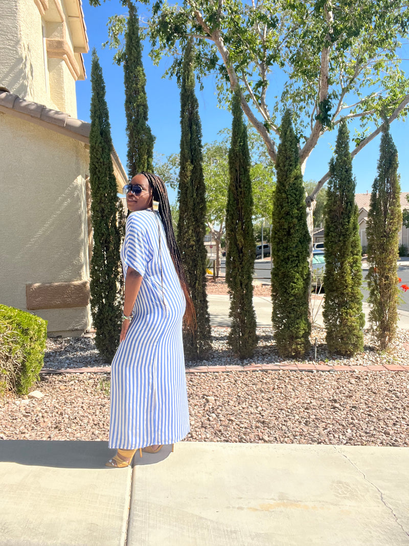 Straight to It| Button up Dress (Blue)